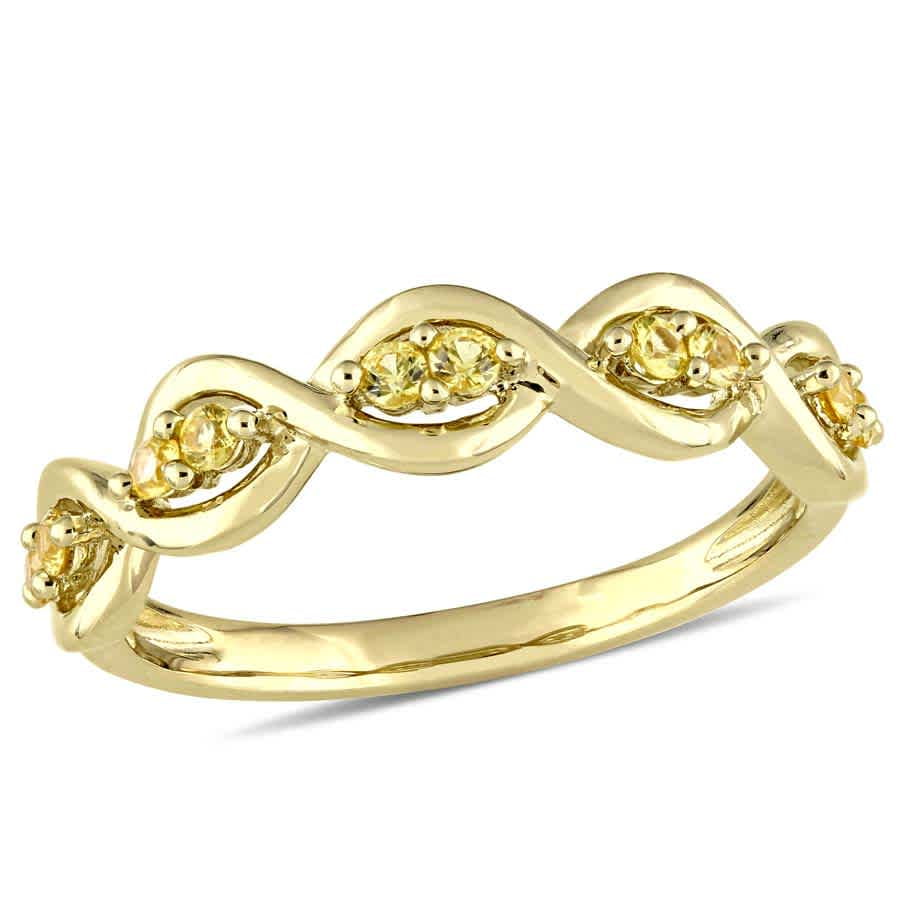 AMOUR Yellow Sapphire Stackable Infinity Ring In 14K Yellow Gold ...
