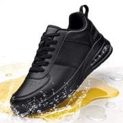 Non Slip Work Shoes for Men Food Service Slip Resistant Sneakers Casual Comfortable with Cushioning for Chef Kitchen Restaurant Walking Black