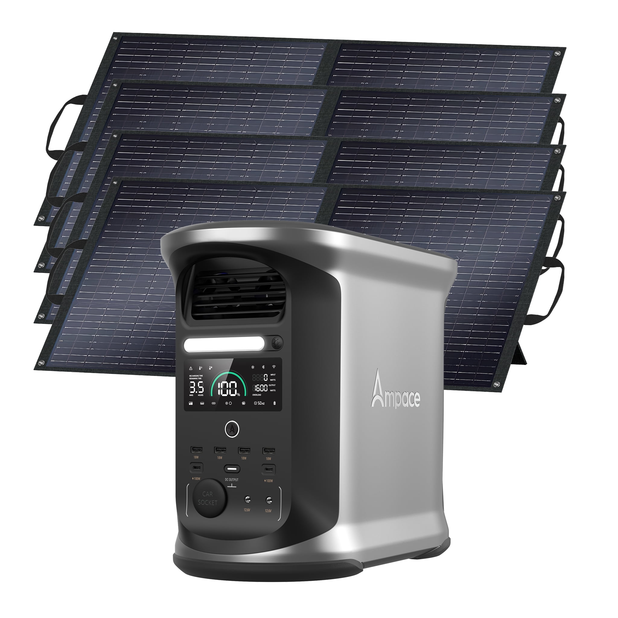 AMPACE Andes 1500 Portable Power Station with 2x100W Solar Panel
