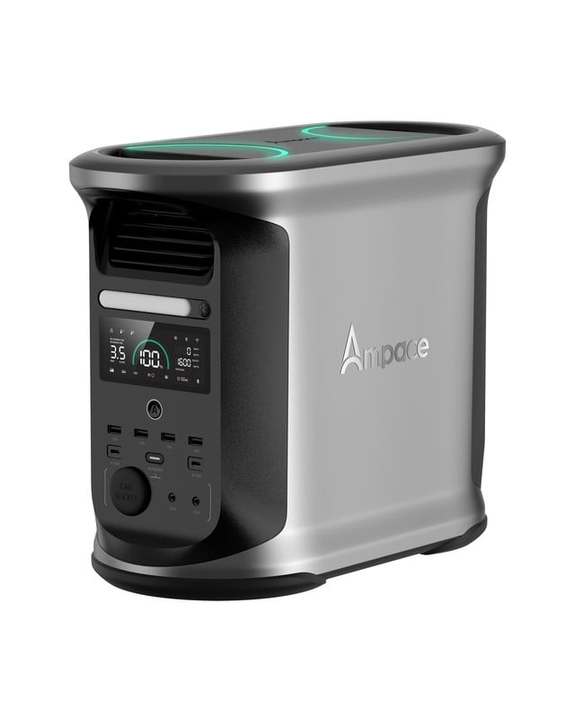 AMPACE Andes 1500 Solar Generator 2400W (Surge 3600W), 1462Wh Solar Power Station, 1800W Fast Charging, APP Control, Home/Camping Emergency Backup