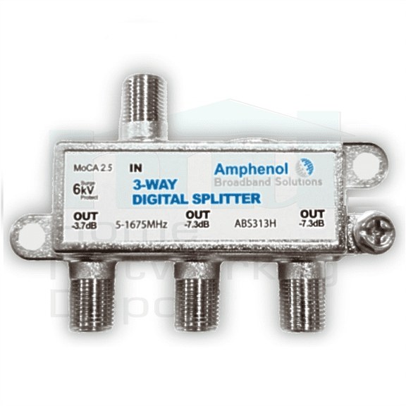 AMPHENOL/HOLLAND 3 WAY UNBALANCED SPLITTER MoCA 2.5 COMPLIANT 5-1675 MHz – ABS313H