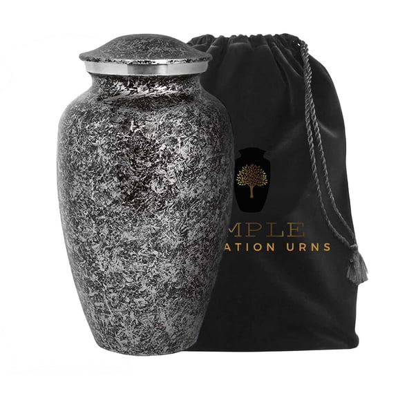 AMPLE Aluminum Cremation Urn – Leak-Proof, Durable Memorial I Purple & Silver I Celtic-style cross Large Engravable Urn, 220 Cu
