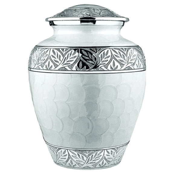 AMPLE Aluminum Cremation Urn – Leak-Proof, Durable Memorial I Purple & Silver I Celtic-style cross Large Engravable Urn, 220 Cu