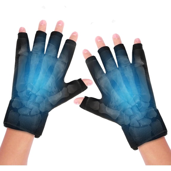 AMQTSLM 2Pcs Finger Arthritis Compression Hand Ice Pack Gloves for Pain Relief, Adjustable Wrist Ice Pack for Hot & Cold Therapies, Reusable Gel Finger Ice Pack Sleeve for Tendinitis, Carpal Tunnel