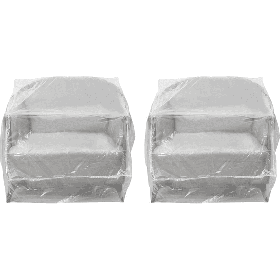 AMQTSLM 2Pcs Plastic Furniture Covers for Moving Storage, Heavy Duty Dustproof Clear Plastic Couch Chair Covers, Extra Large Moving Bags for Armchair, Recliner, 65" H x 43" D x 35" W