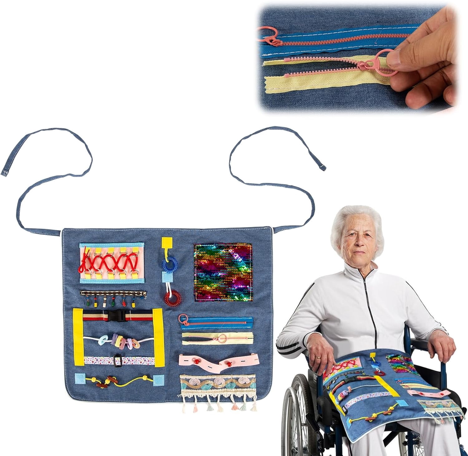 AMQTSLM Fidget Apron for Elderly, Fidget Blanket for Adults with Dementia, Dementia Products for Elderly, Sensory Blanket for Dementia Patients or Alzheimer