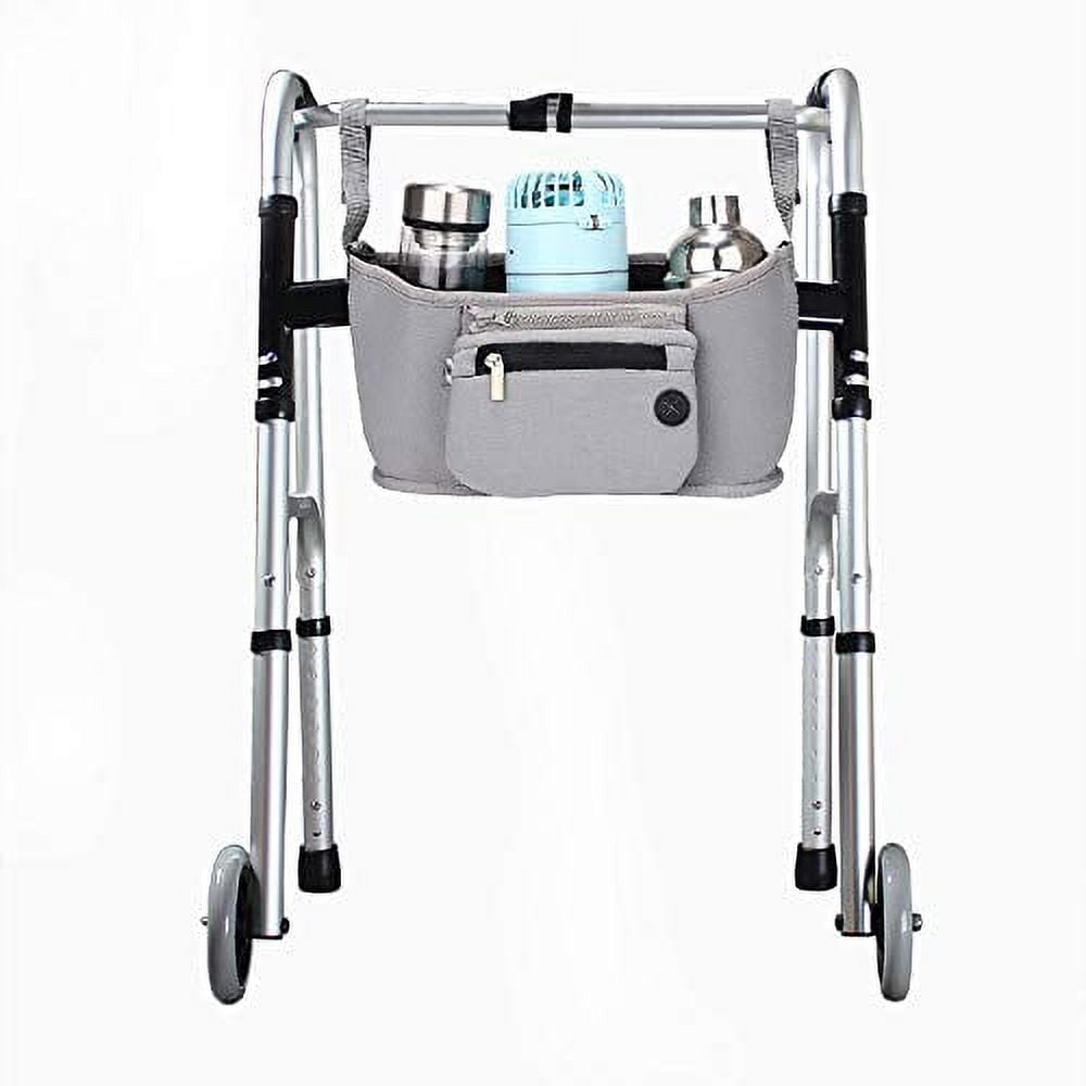 AMQTSLM Walker Basket with Cup Holder, Seniors Walker Bag with Large Capacity Storage, Elderly