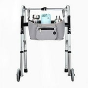 AMQTSLM Walker Basket with Cup Holder, Universal Seniors Walker Bag with Large Capacity Storage, Elderly Accessories Pouch for Rollator, Wheelchair, Folding Walkers(Gray)