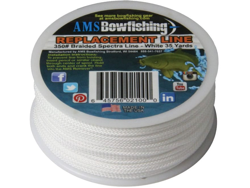 AMS Bowfishing 350 Pound Braided Spectra Line - 35 Yards - White - Made in The USA AMS Bowfishing Line - 50yrds - 200lbs - Yellow - L20-50-YEL | eBay