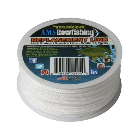 AMS Braided Spectra Bowfishing Line 350 lb 35 Yard Spool White