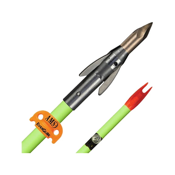 AMS Fiberglass Bowfishing Arrow with Ankor QT Arrow Point Flo Green