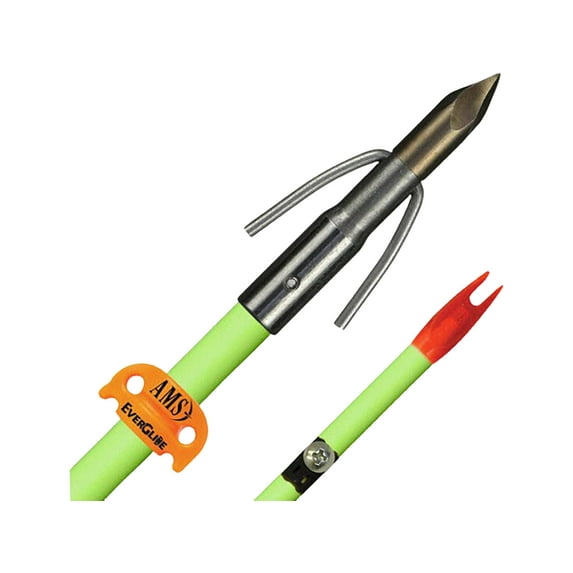 AMS Fiberglass Bowfishing Arrow with Chaos Arrow Point Green