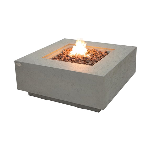AMS Fireplace Brooklyn Square 40” Fire Pit Table - Natural Gas - Light Gray