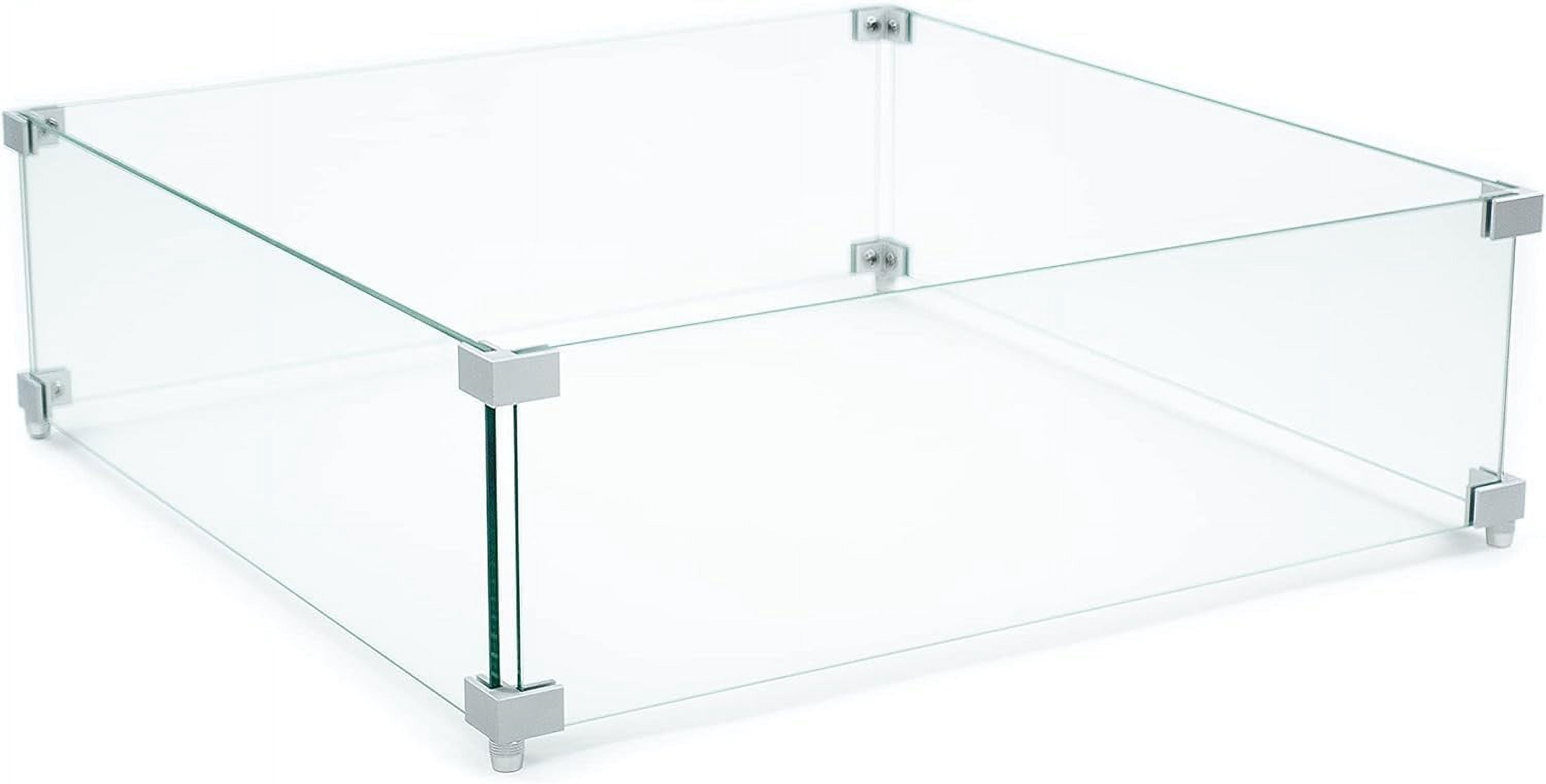 AMS Fireplace | Fire Pit Table Square/Rectangular Tempered Glass Wind ...