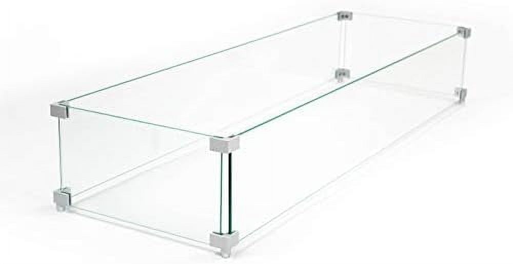 AMS Fireplace | Fire Pit Table Square/Rectangular Tempered Glass Wind ...