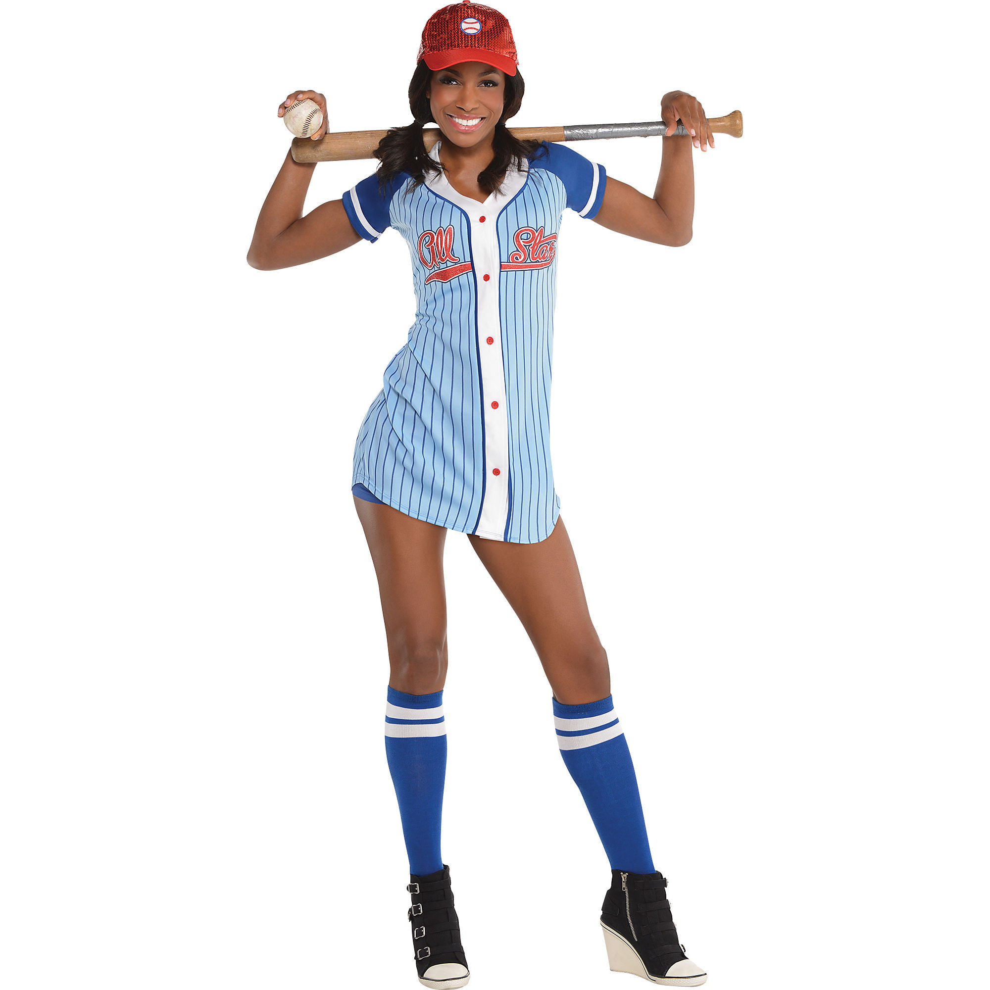 AMSCAN Baseball Babe Halloween Costume for Women, Medium, with Included  Accessories