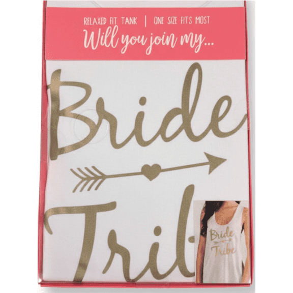 AMSCAN - "Bride Tribe" White Tank Top with Gold Lettering (One Size Fits Most)