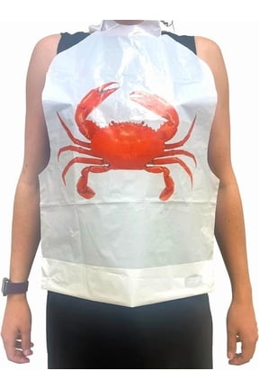 Disposable Crab Bibs for Adults, Clean Cover Up for Seafood, Lobster, and Seafood Boils, Fun Home Dinner Party Accessory, White and Red