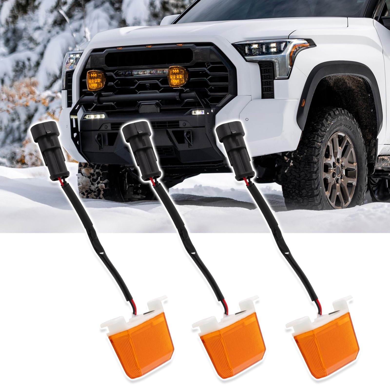AMSPRAC Front Center Bumper KEF16 LED Lights,3PCS Lights w/Wiring ...