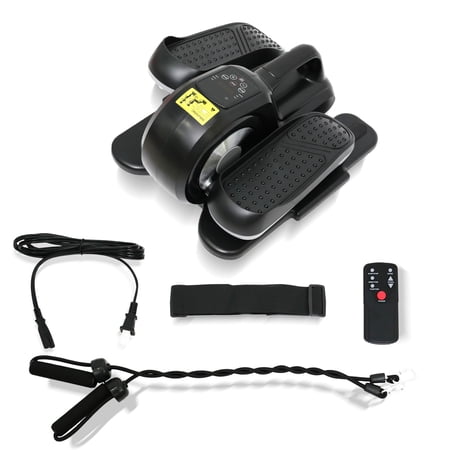AMSTECH Under Desk Electric Elliptical Machine, Seated Pedal Exerciser with Remote Control, Mini Portable Leg Exerciser Equipment with LCD Monitor, Suitable for Seniors or Adults, Black