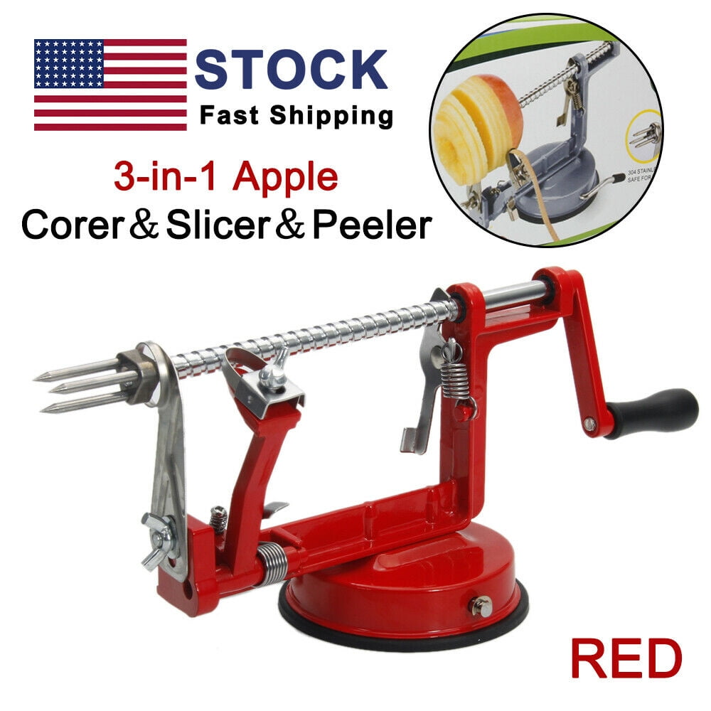 Apple Peeler Corer Slicer,3 In 1 Stainless Steel Apple Corer Slicer Peelers  With Suction Base,durable Spiral Multicolor Apple Peelers Slicer,cast Iron
