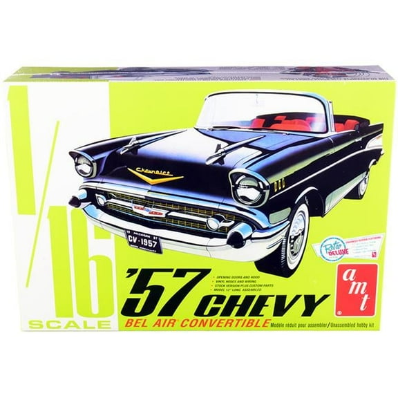 AMT 1-16 Scale Model Car with Skill 3 Model Kit for 1957 Chevrolet Bel Air Convertible 2-in-1 Kit