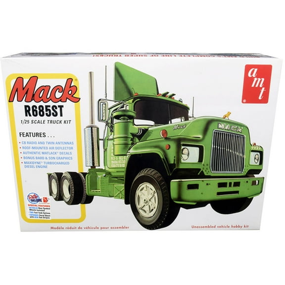 Skill 3 Model Kit Mack R685ST Semi Tractor Truck 1/25 Scale Model by AMT