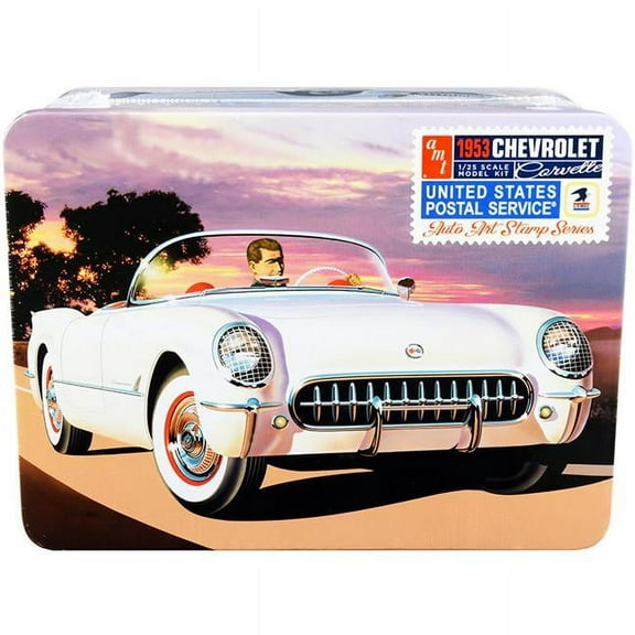 AMT 1-25 Scale 1953 Chevrolet Corvette USPS Themed Collectible Tin Skill 2 Model Kit