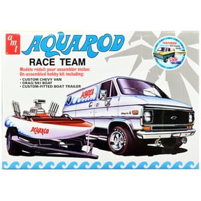 Skill 2 Model Kit Chevrolet Custom Van with Drag Ski Boat and Trailer "Aqua Rod Race Team" 1 25 Scale Model by AMT