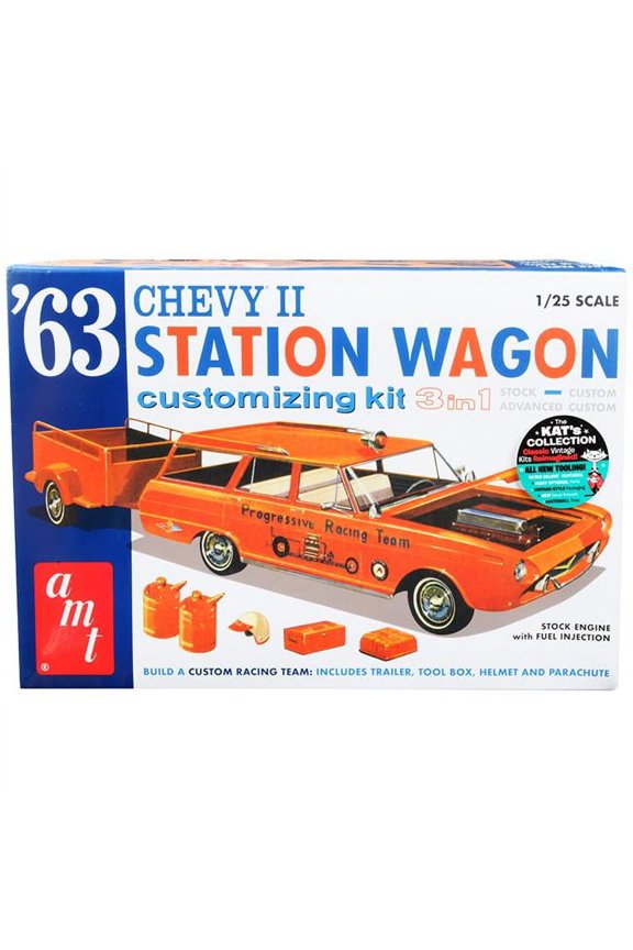 1963 Chevy II Station Wagon w/Trailer AMT1201 Plastics Cars/Trucks Other