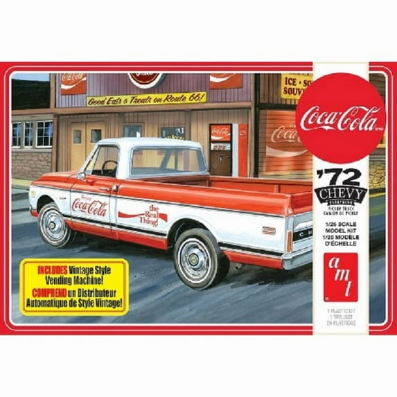 Skill 3 Model Kit 1972 Chevrolet Fleetside Pickup Truck with Vending Machine "Coca-Cola" 1/25 Scale Model by AMT