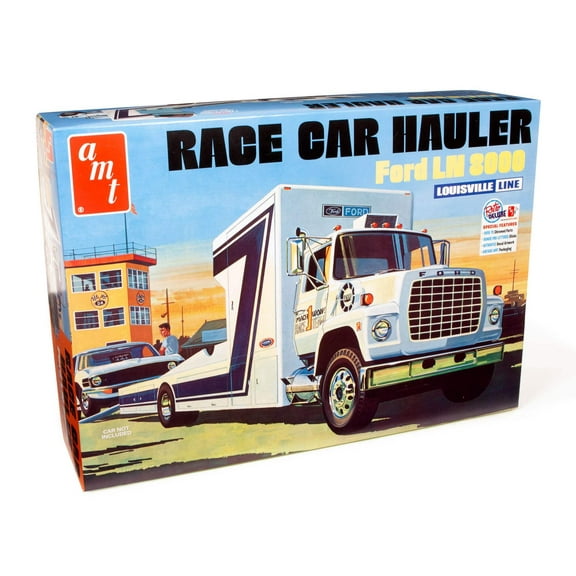 Skill 3 Model Kit Ford LN 8000 Race Car Hauler Louisville Line 1/25 Scale Model by AMT
