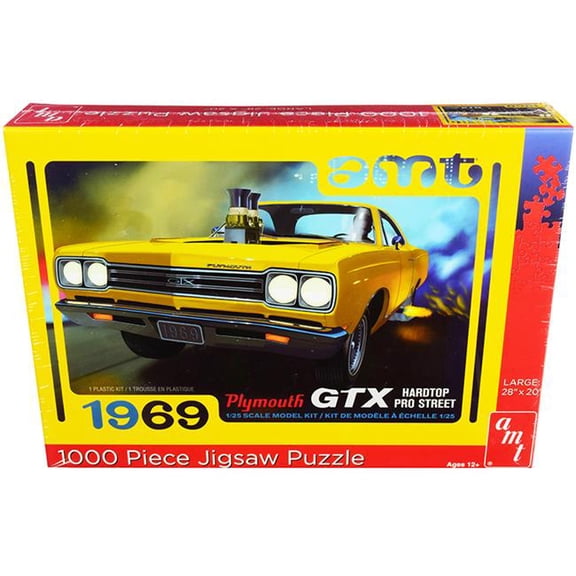 AMT Jigsaw Puzzle 1969 Plymouth GTX Hardtop Pro Street Model Car Box - 1000 Piece