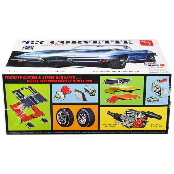 AMT Skill 2 Model Kit 1963 Chevrolet Corvette Convertible 3-in-1 1 by 25 Scale Model Kit