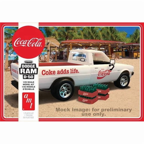 AMT Skill 3 Model Kit - 1 by 25 Scale Model for 1980 Dodge Ram D-50 Pickup Truck Coca-Cola Four Bottle Crates