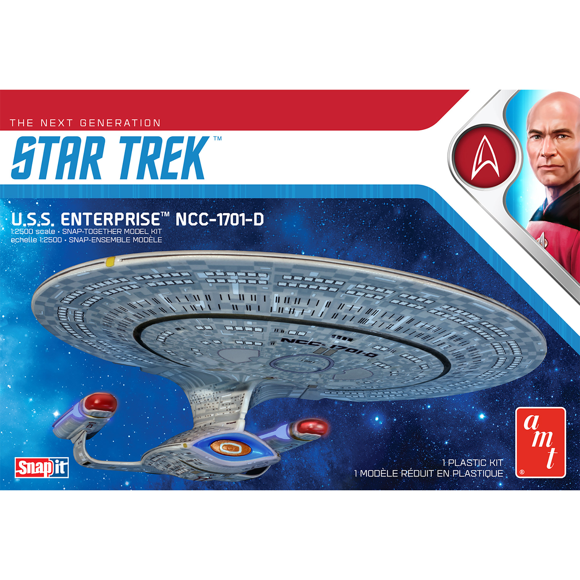 AMT: Star Trek Model Kit: U.S.S. Enterprise NCC-1701-D - 1:2500 Scale Model Kit, Snap Assembly, 10" The Next Generation Replica Ship W/ Base, Age 14+ - image 1 of 5