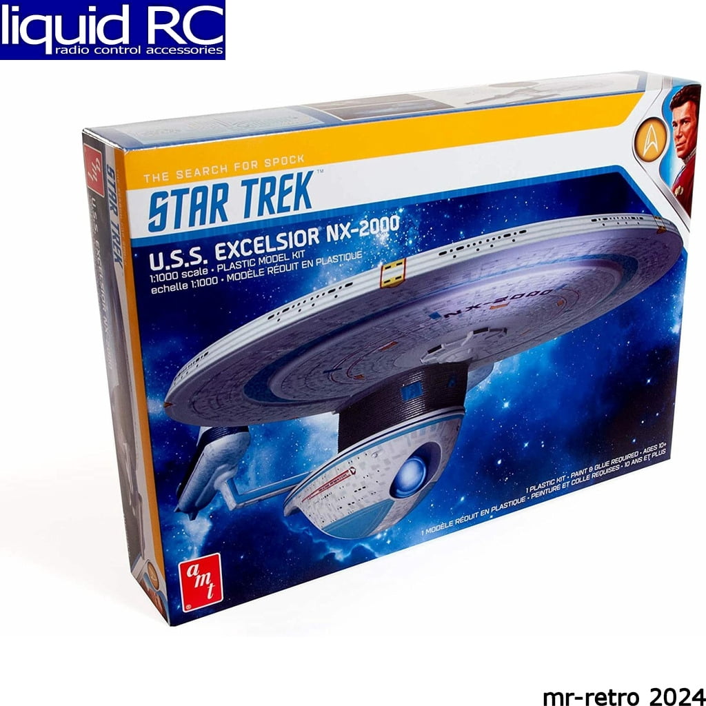 Skill 2 Model Kit U.S.S. Excelsior NX-2000 Space Ship "Star Trek III: The Search for Spock" (1984) Movie 1/1000 Scale Model by AMT