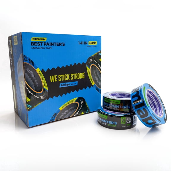 AMTAPE Best Painters Blue Masking Tape 1.88 in x 60 yd 60-Day Clean Removal, Professional Washi Painters Tape for Sharp Paint Lines, Interior & Exterior Use