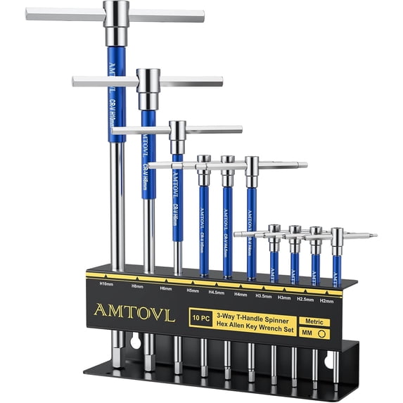 Metric Rack AMTOVL 10-Piece Metric T-Handle Hex Allen Wrench Set: 2mm-10mm CR-V ...