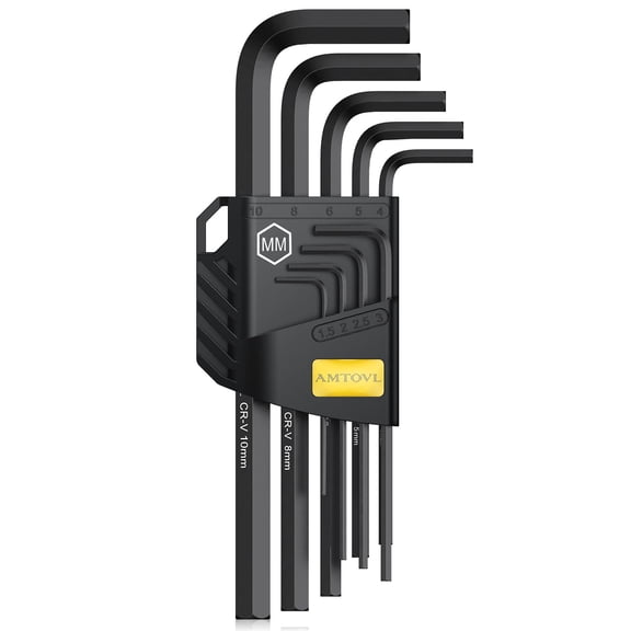AMTOVL Hex Key Set, 9PCS Metric Allen Wrench, 1.5-10MM Long Ball End L-Keys, Non-Slip Hand Tool for Bike Furniture Automotive Machinery Repair