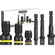 AMTOVL Impact to 1/4 Hex Converter - 1/2 3/8 1/4-INCH Drive Female to 1/4-Inch Hex Adapter with 3PCS Socket Adapter Set for Ratchet Wrench Drivers, Impact Bit Holders, Quick-Change Chuck