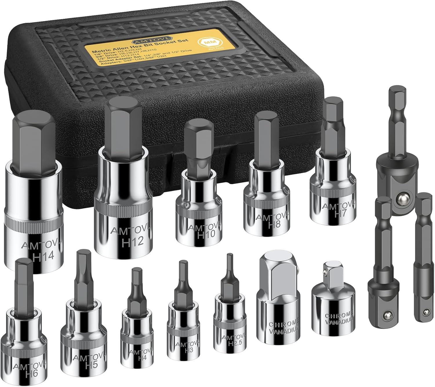 AMTOVL Torx Bit Socket Set - 15Pcs S2 Alloy Steel + 50BV30 CRV Star Bit ...
