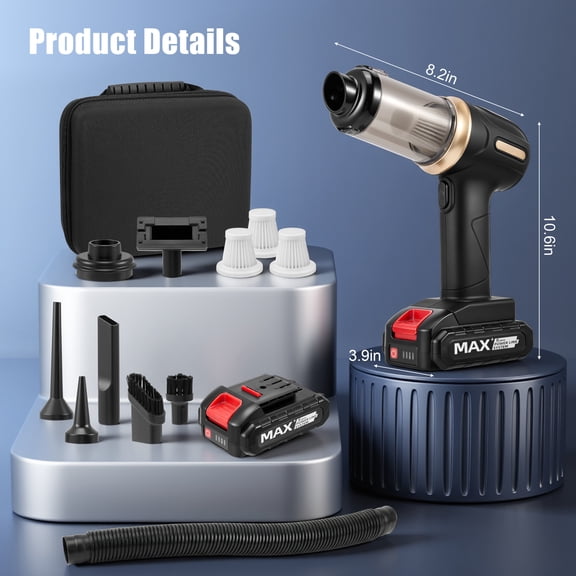 AMTPM Handheld Vacuum Cleaner Cordless, 35000PA High Power Suction & Blower for Car & Home, Car Vacuum Portable Rechargeable Lightweight with 2 Batteries