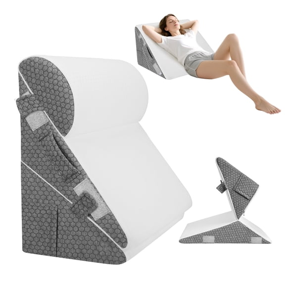 AMTPM Adjustable Wedge Pillow, 2 Heights (9" & 12") Cooling Gel Memory Foam Wedge Pillow Set with Roll Pillow for Acid Reflux, Snoring, Back Pain Relief