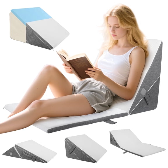 AMTPM 4-in-1 Wedge Pillow,7.5-12 Inches Adjustable Height , Separable Dual-Layer Memory Foam Bed Wedge Pillow for Acid Reflux, Snoring & Pregnancy