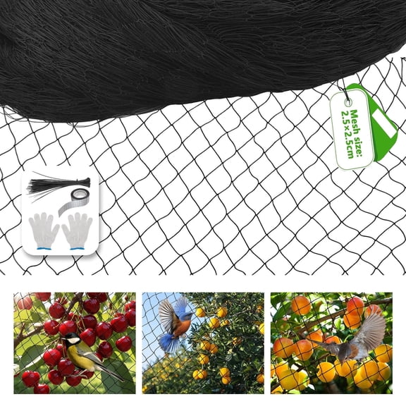 AMTPM Bird Netting for Garden - 50 x 50 FT, 0.9 Inch Mesh, Strong Woven, UV Resistant, Reusable, Protects Garden Plants, Fruit Trees, Vegetables, Against Deer, Rabbits, Squirrels, Small Animals