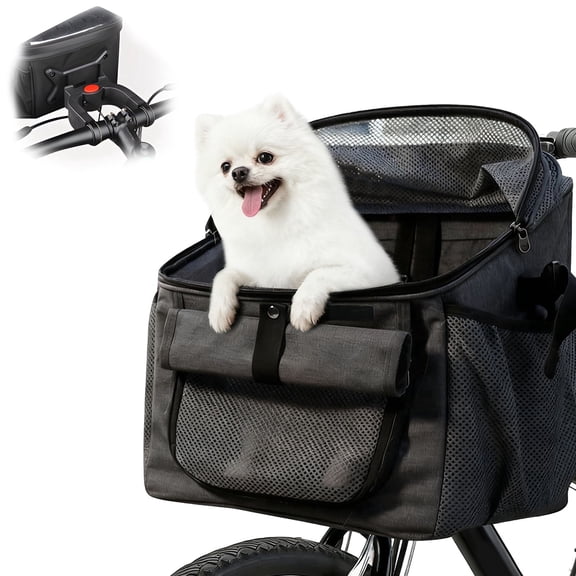 AMTPM 4-in-1 Pet Carrier, Bike Basket, Backpack, Car Seat for Small Dogs Cats, Foldable & Waterproof for Camping Hiking Outdoor Travel