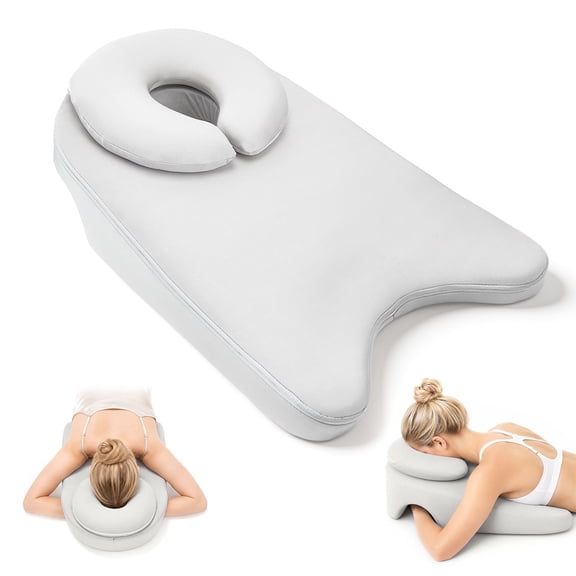 AMTPM Face Down Pillow for Massage & BBL Recovery, Ergonomic Prone Pillow with Face Hole, 15.5° Wedge Pillow for Eye Surgery Recovery, Memory Foam Pillow, Washable Cover