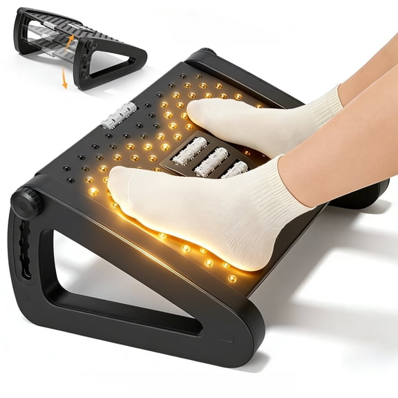 AMTPM Adjustable Foot Rest for Desk, 6 Height Ergonomic Foot Stool with Massage Surface, Non-Slip Design for Office Home(Needs assembly)