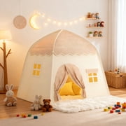 AMTPM Kids Playhouse Tent for Girls Boys Age 3-8, Indoor Outdoor Cottage Play House with Carry Bag, Large Polyester Play Tent for 3-4 Kids, Easy Setup Playroom Backyard Gift, 51x51x39